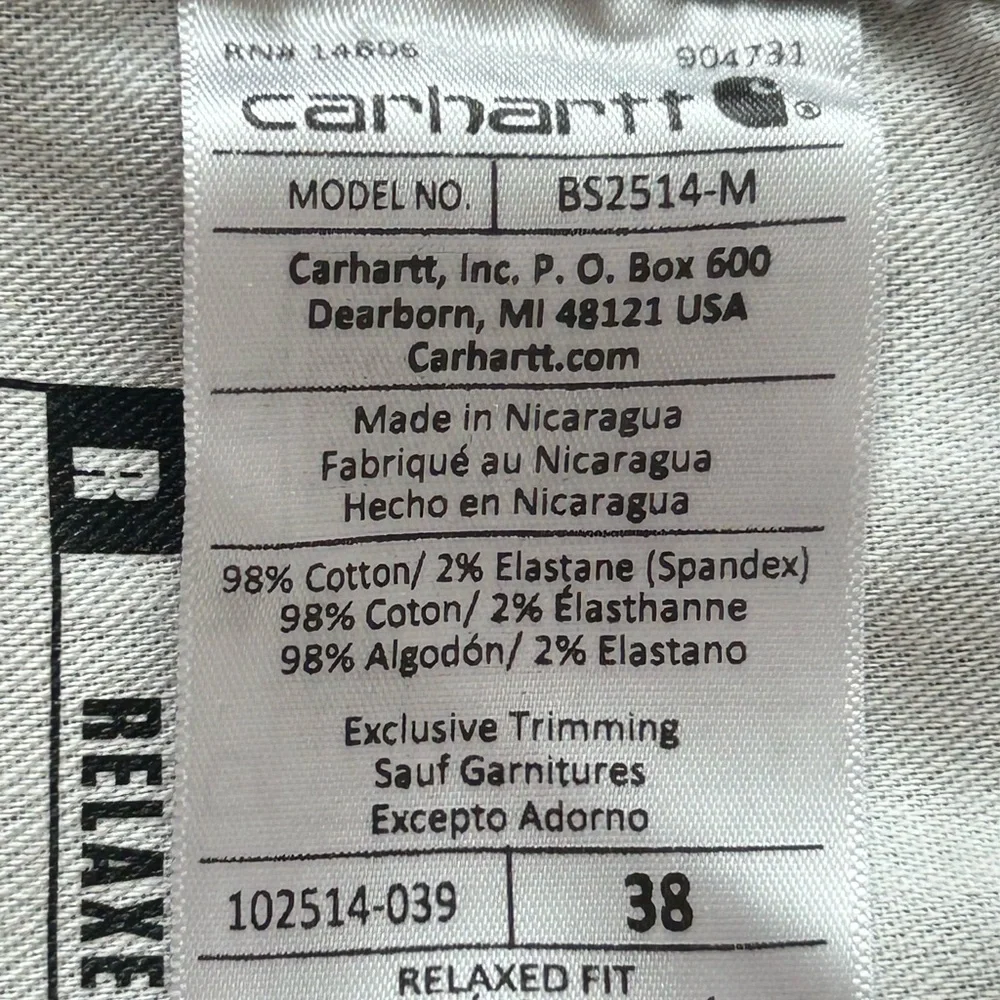 Carhartt Rugged Flex Canvas Work Shorts Mens 38 Gray Relaxed Fit Workwear